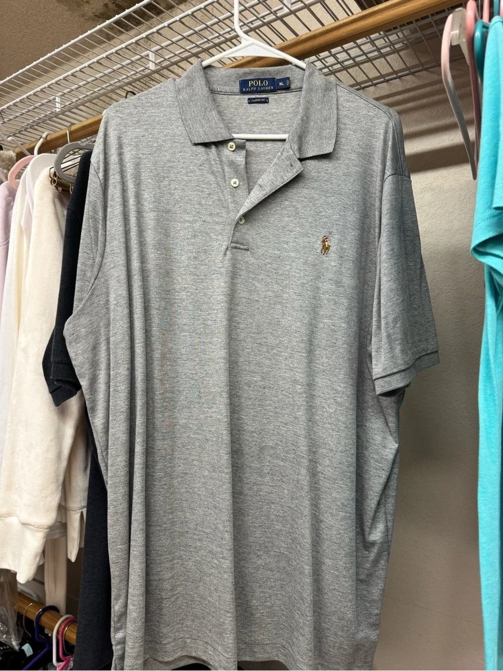 Ralph Lauren Grey Short-Sleeve Polo with Embroidered Pony